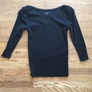Ann Taylor Black 3/4 Sleeve Top